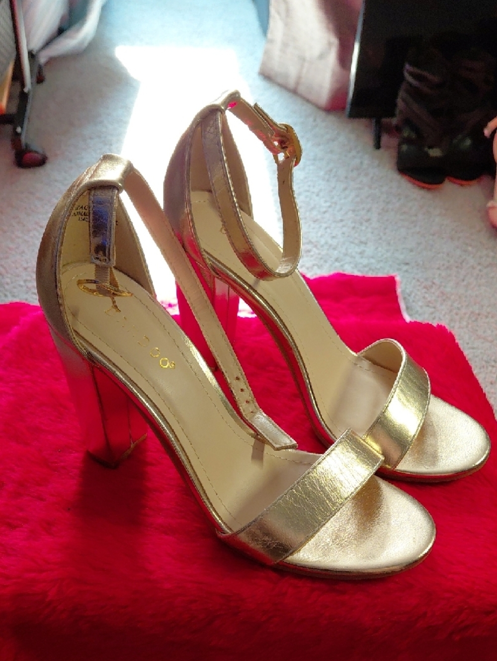BAMBOO Silver Metallic Ankle-Strap High Heel Sandals